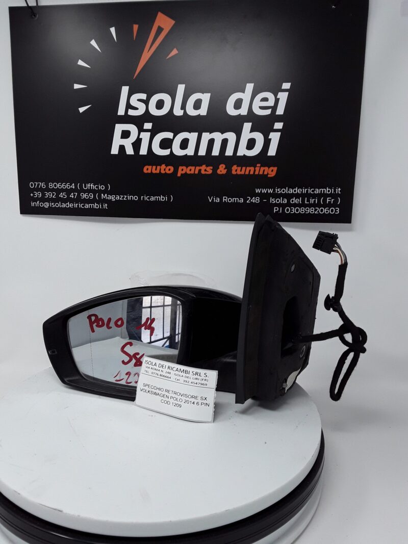Specchietto Usato -  Retrovisore Sinistro Volkswagen Polo Anno 2014 - 6 Pin
