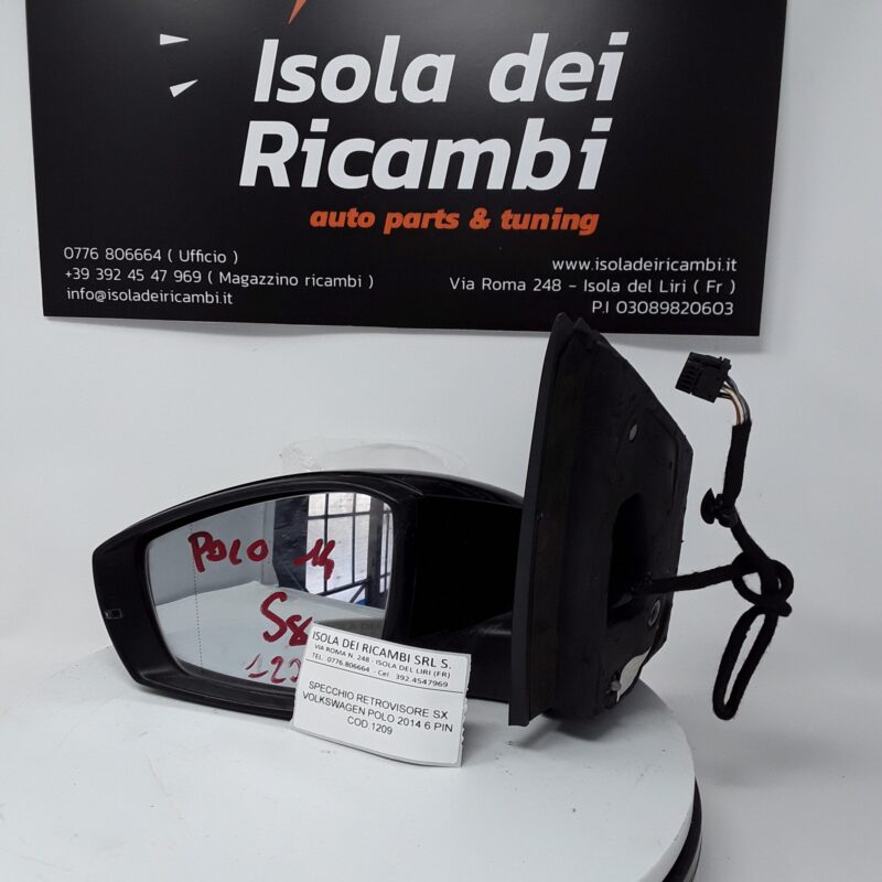 Specchietto Usato -  Retrovisore Sinistro Volkswagen Polo Anno 2014 - 6 Pin