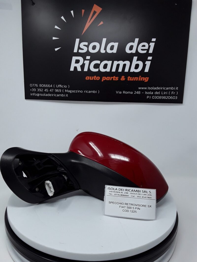 Specchietto Usato -  Retrovisore Sx Fiat 500 Piccola - 5 Pin Rosso