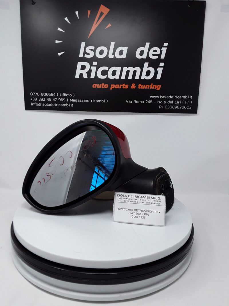 Specchietto Usato -  Retrovisore Sx Fiat 500 Piccola - 5 Pin Rosso