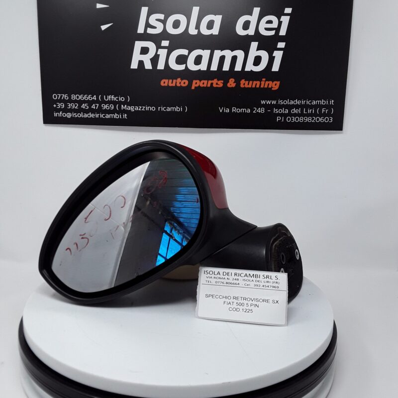 Specchietto Usato -  Retrovisore Sx Fiat 500 Piccola - 5 Pin Rosso