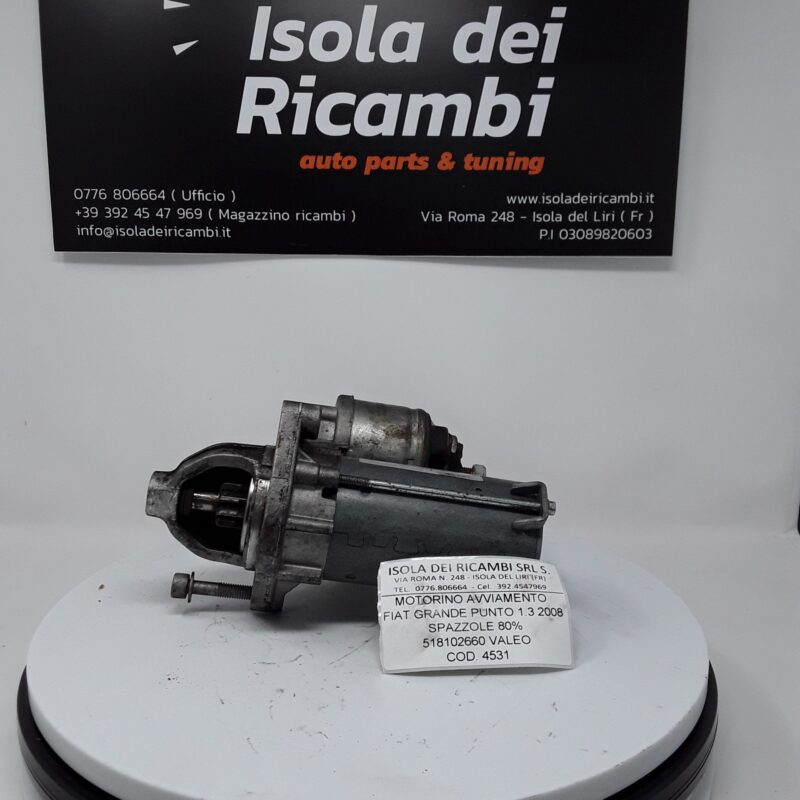 Motorino Avviamento Usato - Fiat Grande Punto Cilindrata 1.3 - 2008 Spazzole 80% Valeo